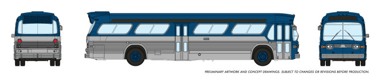 Rapido Trains - N Fishbowl Bus Generic Blue/Silver - 573096