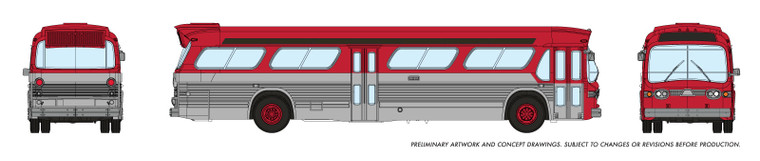 Rapido Trains - N Fishbowl Bus Generic Red/Silver - 573097
