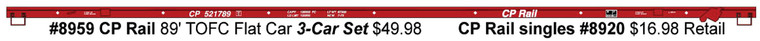 Accurail - Ho 89'Tofc Flat Car Cpr 3#Set - 8959