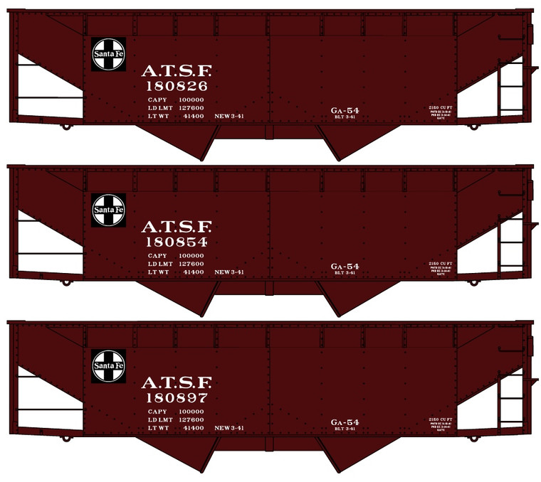 Accurail - Ho Os Twin Hopper Atsf 3#Set - 8076