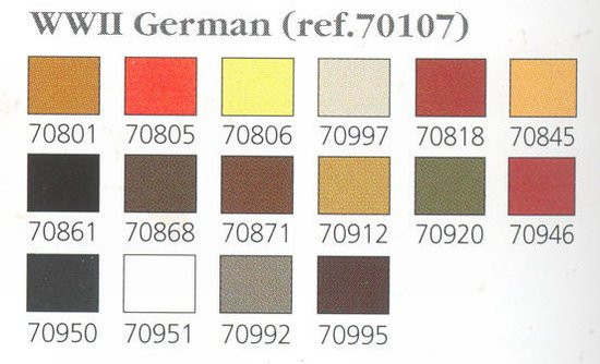 Vallejo Acrylic Paints - Ww-Ii German Paint Set #7 - 70107