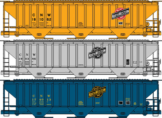 Accurail - Ho Ps 4750 Hopper C&Nw 3#Set - 8064