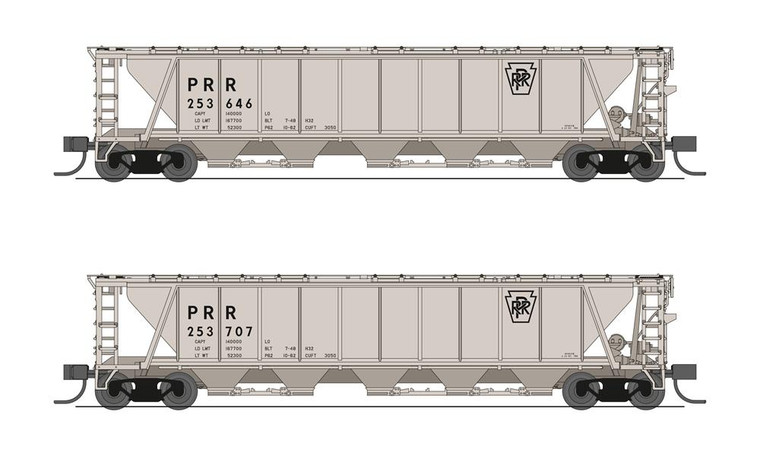 Broadway Limited - N H32 Cvd Hopper PRR 2pk Gray - 7254