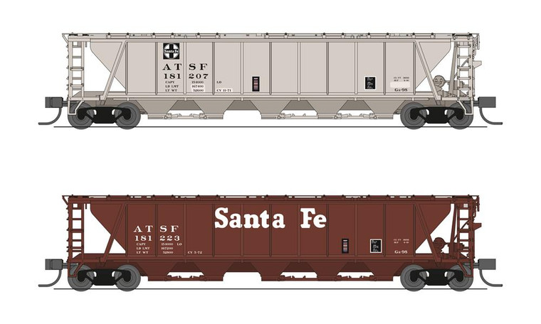 Broadway Limited - N H32 Cvd Hopper ATSF 2pk - 7258