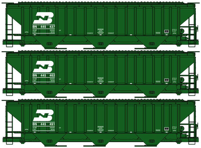 Accurail - Ho Ps Cvd Hopper Bn 3#Set - 8080