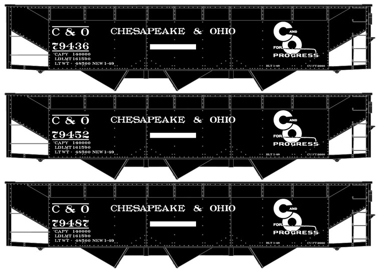 Accurail - Ho OS Trp Hopper C&O 3#Set - 8108
