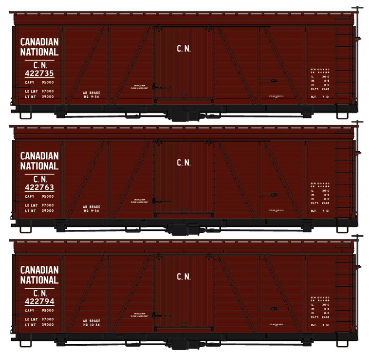 Accurail - Ho 36' Fowler Wd Boxcars CN 3p - 8113