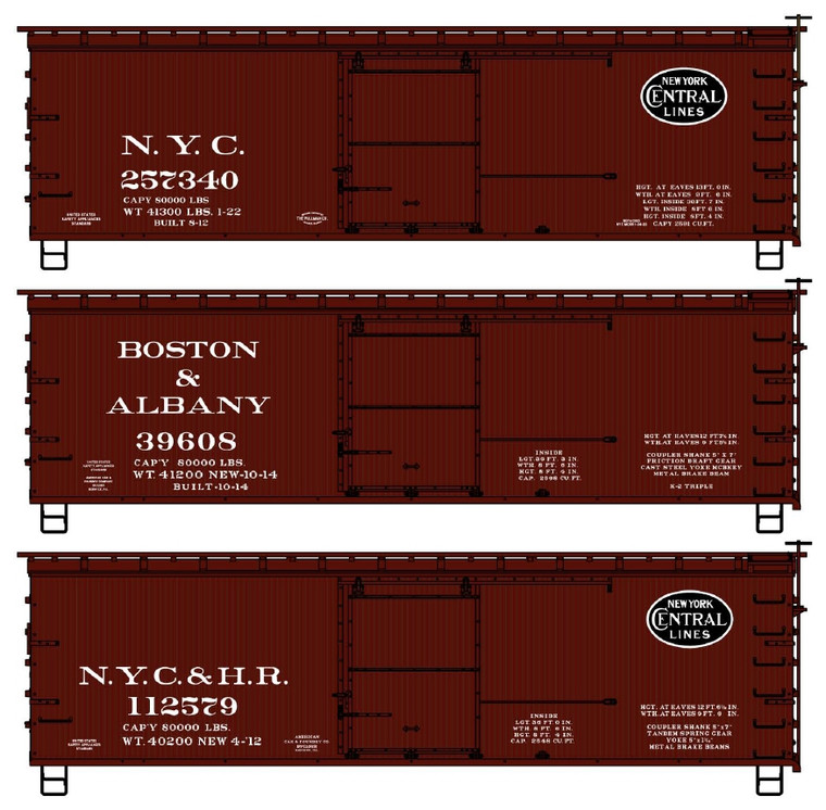 Accurail - Ho 36' Dbl Sht Wood Boxcar 3# Set - 8125