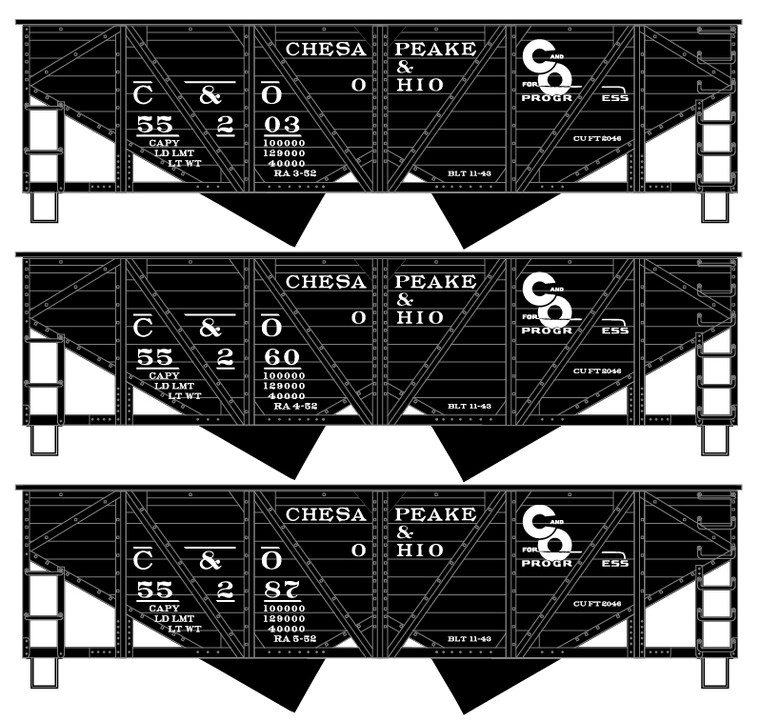 Accurail - Ho Wood-Side Twin Hopper C&O 3#Set - 8136