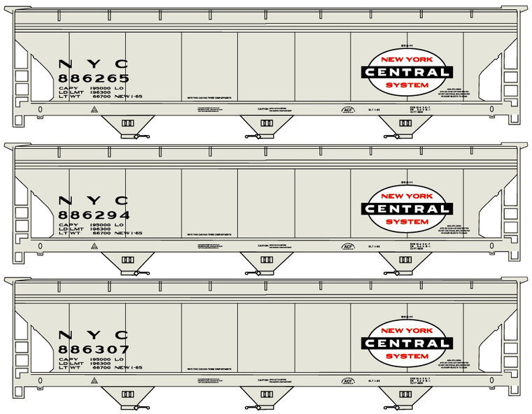 Accurail - Ho Acf Cvd Hoppers Nyc 3#set - 8100