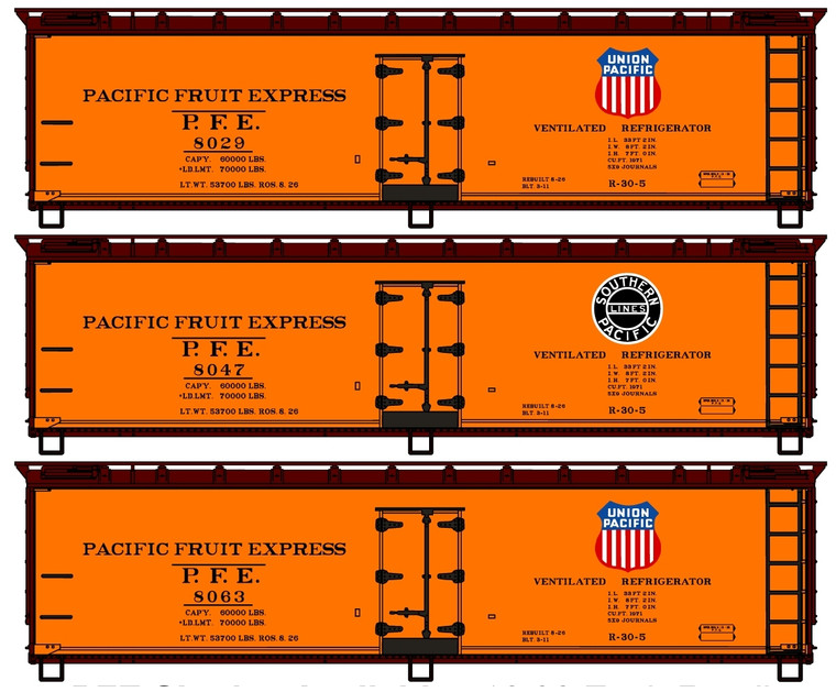 Accurail - Ho 40'Wood Reffer PFE 3#Set - 8131