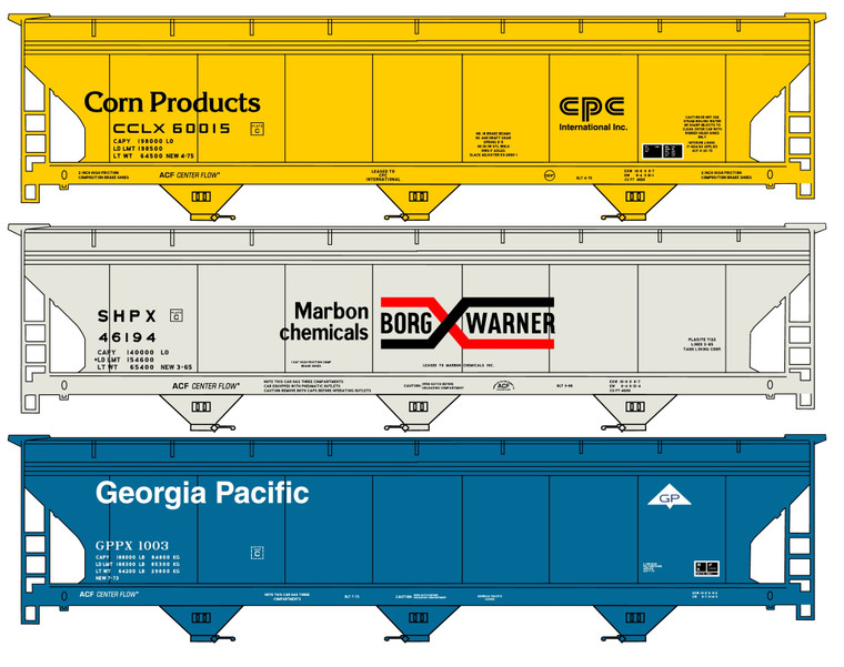 Accurail - Ho 3-bay ACF Cvd Hopper Priv Owner 3#Set - 8137