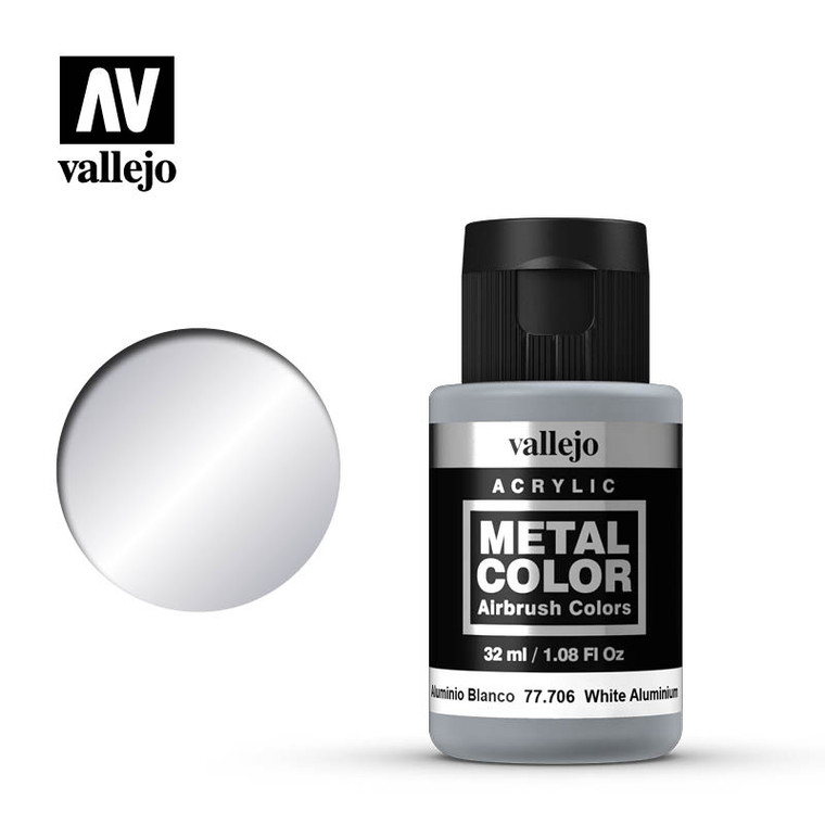 Vallejo Acrylic Paints - Metallic White Aluminium 6p - 77706