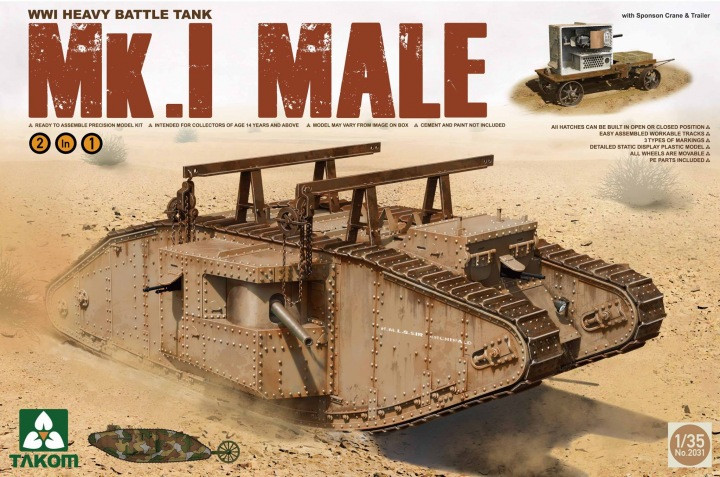 Takom Models - Ww-I Mk.I Male Hvy Tank 1:35 - 2031