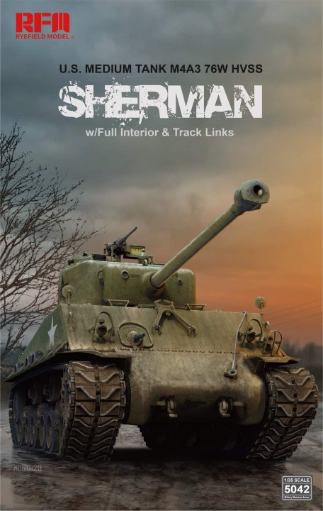 Ryefield Models - M4A3 76W Sherman HVSS w/int 1:35 - 5042
