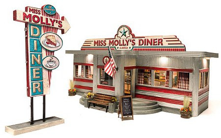 Woodland Scenics - O Miss Molly's Diner Built + Ready Lited - 5870