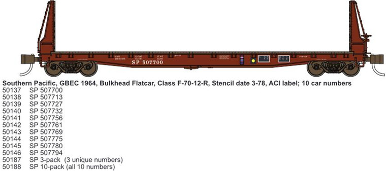Wheels of Time Pass. Cars - N 53'6'GP Flatcar SP 10Pak - 50188