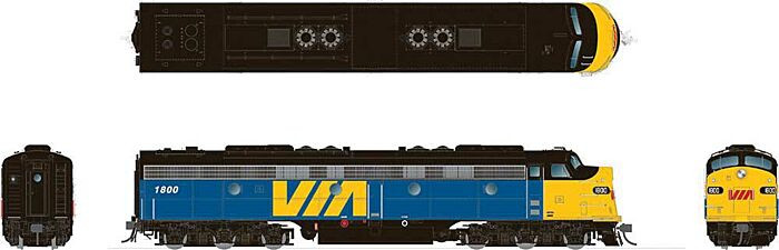 Rapido Trains - HO EMD E8A w/snd VIA Rail Canada #1800 - 28543