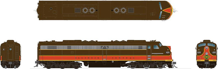 Rapido Trains - HO EMD E8A/B Illinois Cent. #4030+4105 - 28525