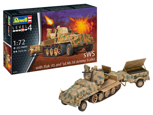 Revell Monogram Germany - sWs w/3.7cm Flak 43 & Ammo Trailer 1:72 - 3293
