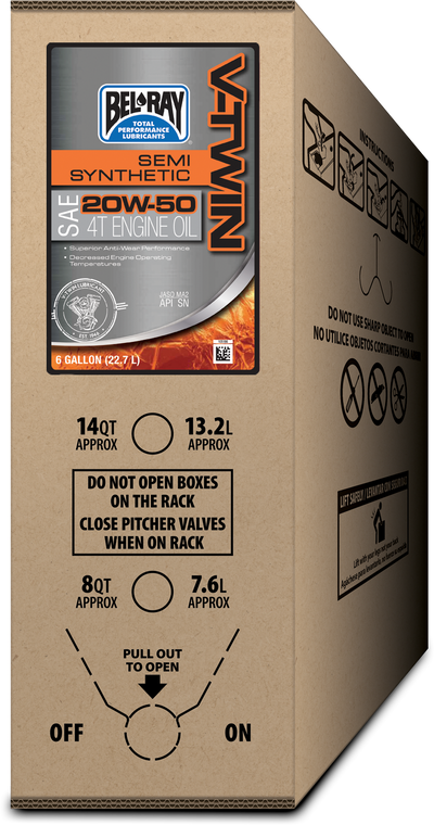 Bel-ray - V-twin 4t Semi-syn Engine Oil 20w50 6 Gal Bib - 301389150033