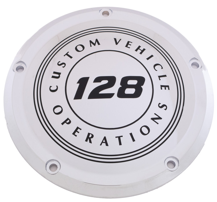 Custom Engraving - 7  M8 Flt/flh Derby Cover 128 Cvo Chrome - 128-10-46