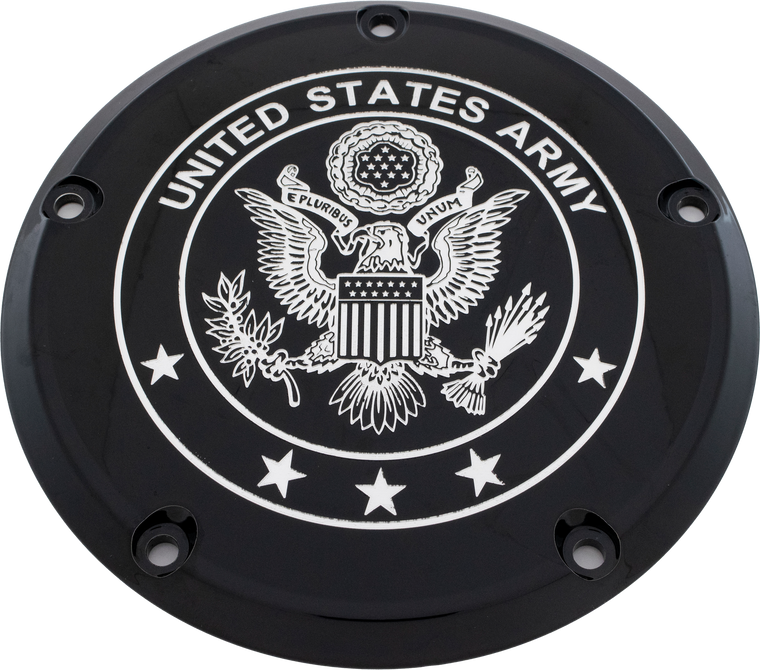 Custom Engraving - 7  M8 Flt/flh Derby Cover Army Black - ARM02-46BG