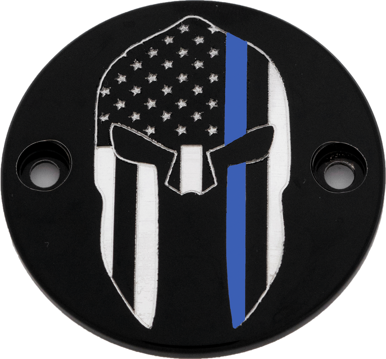 Custom Engraving - M8 Timer Cover Sparta Blue Line Black - LE02-63BG
