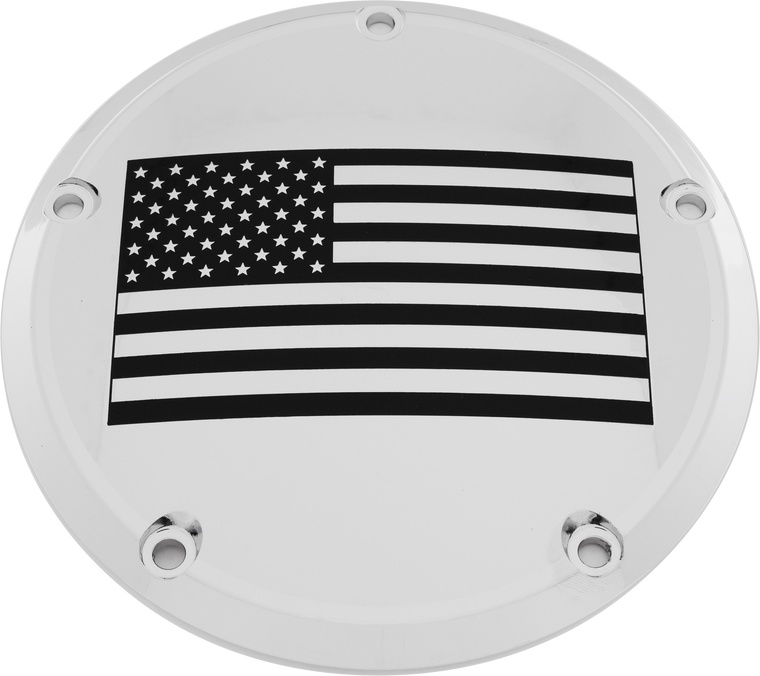Custom Engraving - 7  M8 Flt/flh Derby Cover American Flag Chrome - PATR21-46