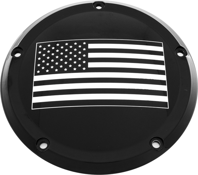 Custom Engraving - 7  M8 Flt/flh Derby Cover American Flag Black - PATR21-46BG