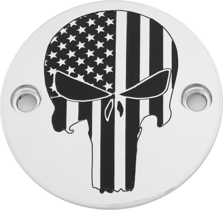 Custom Engraving - M8 Timer Cover Punisher Chrome - PATR22-63 Custom Engraving - M8 Timer Cover Punisher Chrome - PATR22-63