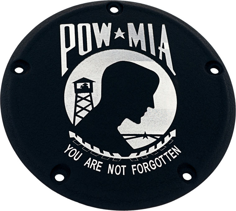 Custom Engraving - 6   M8 Softail Derby Cover Pow-mia Black - POW02-67BG