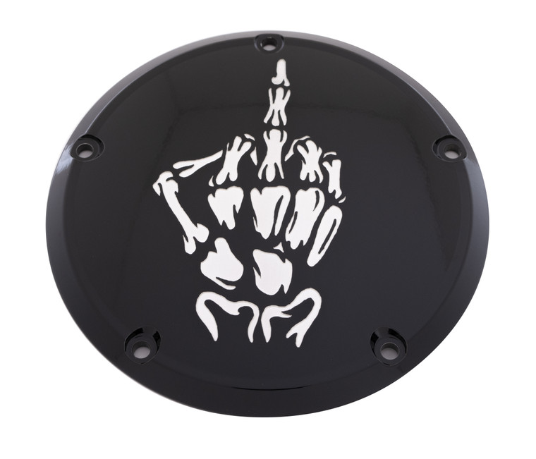Custom Engraving - 7   Tc Derby Cover Bone Finger Black - SKUL24-12BG