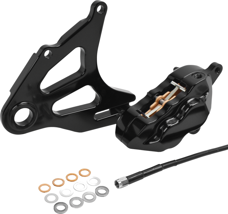 Hawg Halters Inc - 4 Pist Rear Caliper Kit Black St 18-up - RKSTAB518