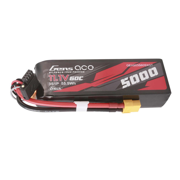 Gens - 11.1v 5000mah 3s 60c Long G-tech Smart Lipo: Xt60 - 503S60X6GT