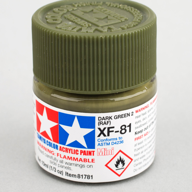 Tamiya - Acrylic Mini Xf-81 Dark Green 2 Raf 10ml Bottle - 81781