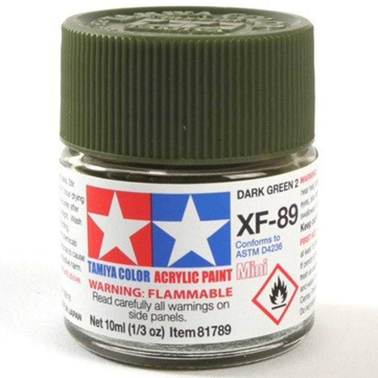 Tamiya - Acrylic Mini Xf-89 Dark Green 2, 10ml Bottle - 81789