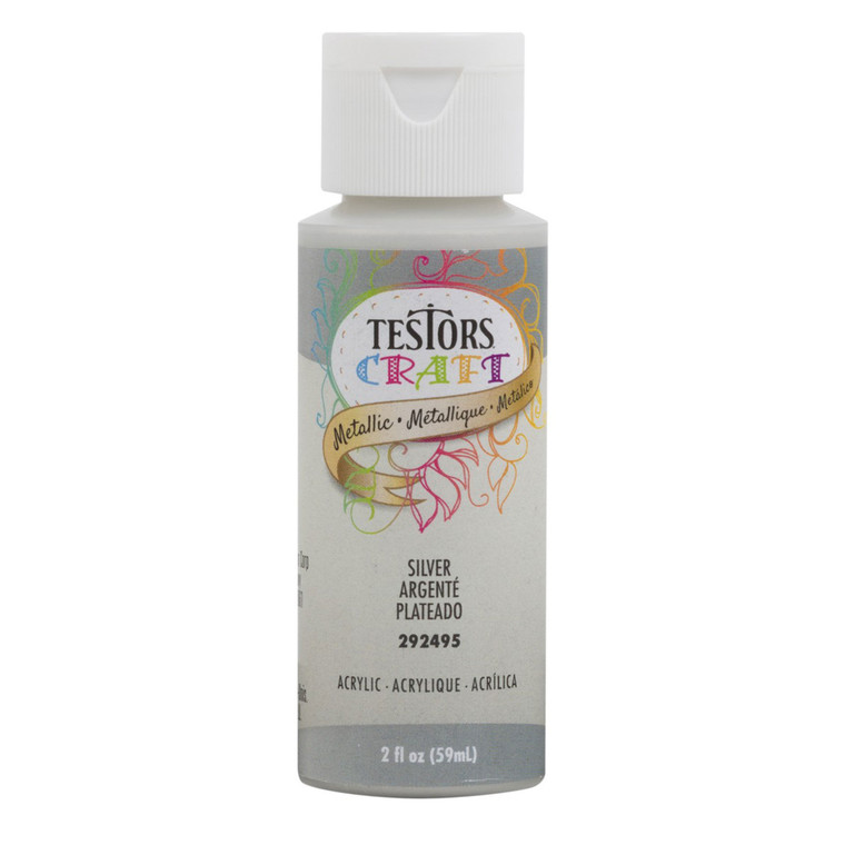 Testor - Testors 2oz Acrylic Craft Paint - Silver Metallic - 292495A