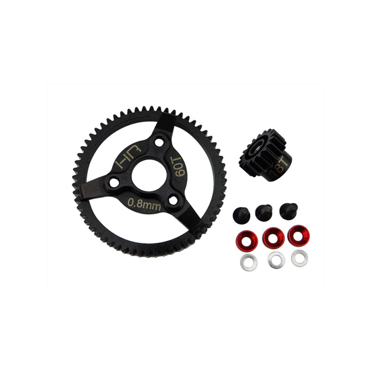 Hot Racing - Steel Pinion And Spur Gear (18t/60t 32p)(red):tra - STE260 Hot Racing - Steel Pinion And Spur Gear (18t/60t 32p)(red):tra - STE260