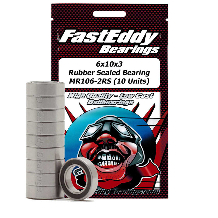 Team Fast Eddy - 6x10x3 Rubber Sealed Bearing Mr106-2rs (10 Units) - 274 Team Fast Eddy - 6x10x3 Rubber Sealed Bearing Mr106-2rs (10 Units) - 274