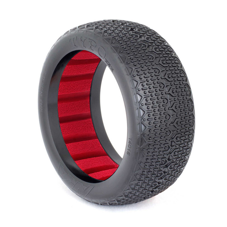 AKA PRODUCTS - 1/8 Buggy Typo Clay Tire W/ Red Insert (2) - 14015CR