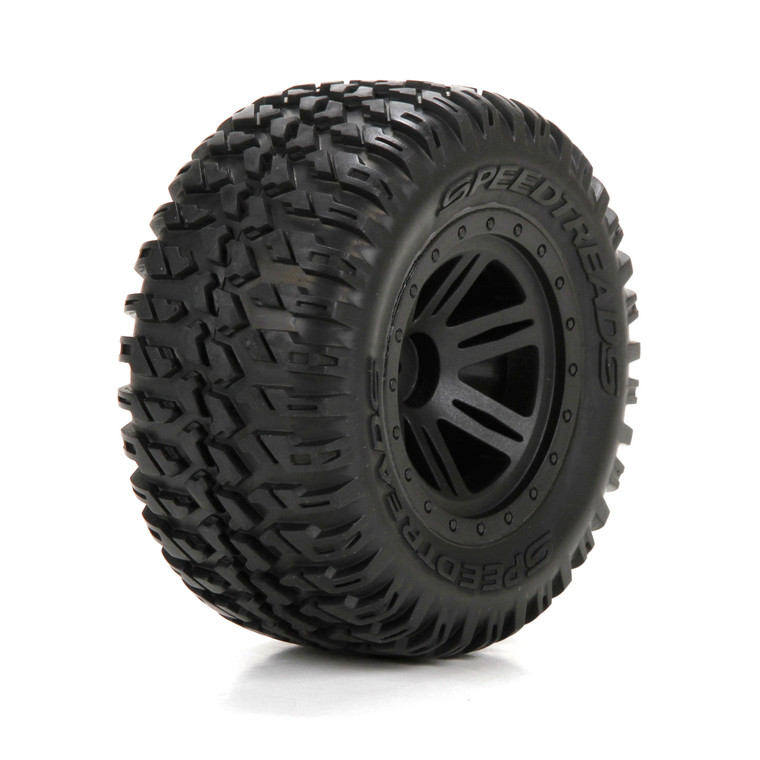 ECX - Fr/r Tire,prmnt,blk Wheel (2):1:10 Amp Mt/db - 43012