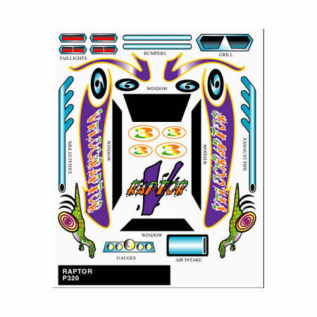 Pinecar - Stick-on Decals, Raptor - 320
