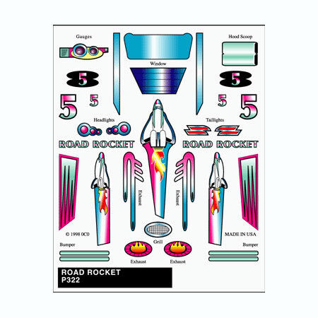 Pinecar - Stick-on Decals, Road Rocket - 322