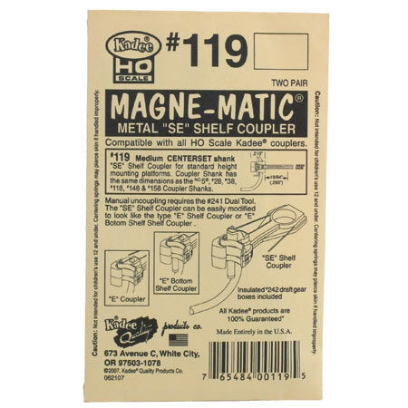 Kadee Qualtiy - Ho Whisker Shelf Coupler, 19/64 Center (2pr) - 119