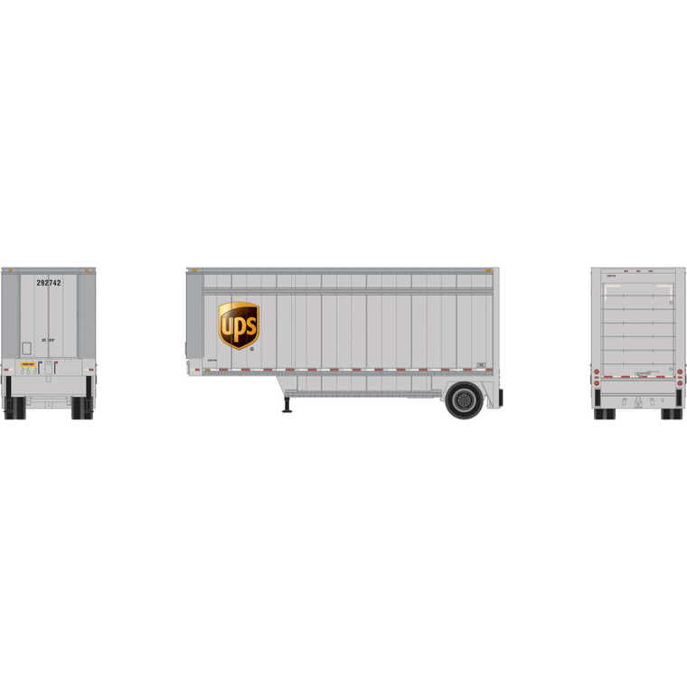 Athearn - Ho Ath 28' Parcel (pup) Trailer, Ups W/shield #292742 - -1557