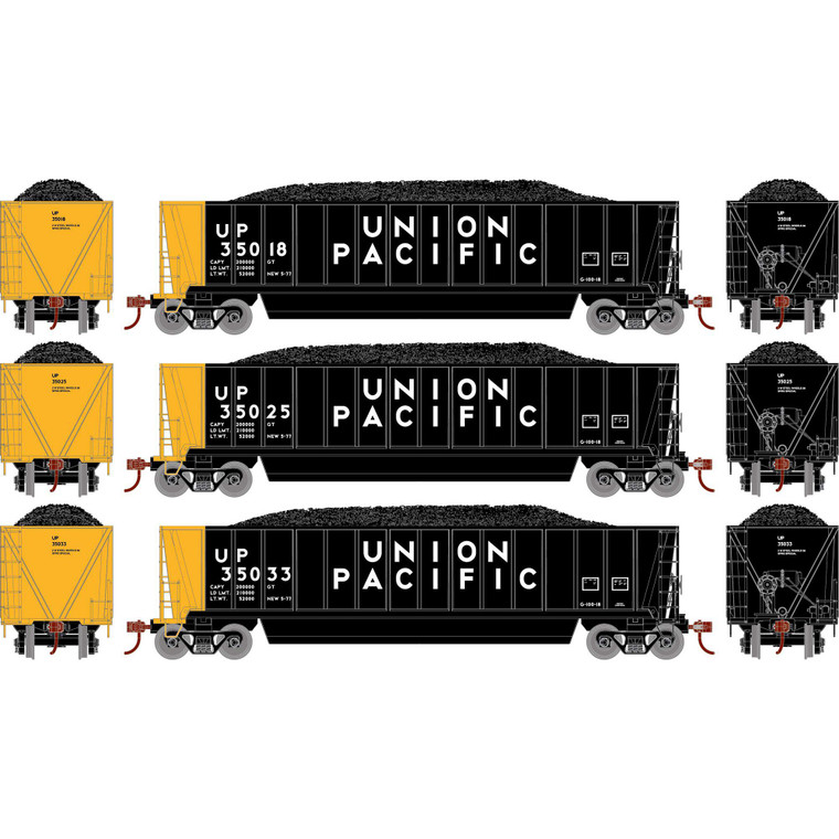 Athearn - Ho Ath Berwick Bathtub Gondola W/load, Up #35018/35025/35033 (3) - -1387