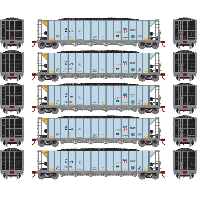 Athearn - Ho Ath Ortner 5-bay Rapid Discharge Hopper, Up #94476/94479/94481/94487/94493 (5) - -1152