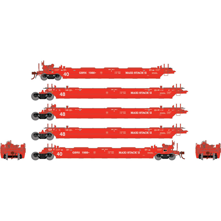 Athearn - Ho Gen Gunderson Maxi-stack Ii Well Cars, Gbrx #1988 (5) - G-1023