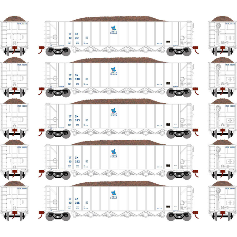 Athearn - Ho Rtr 5bay Rapid Discharge Hopper,itgx/white#2(5) - 98490 Athearn - Ho Rtr 5bay Rapid Discharge Hopper,itgx/white#2(5) - 98490